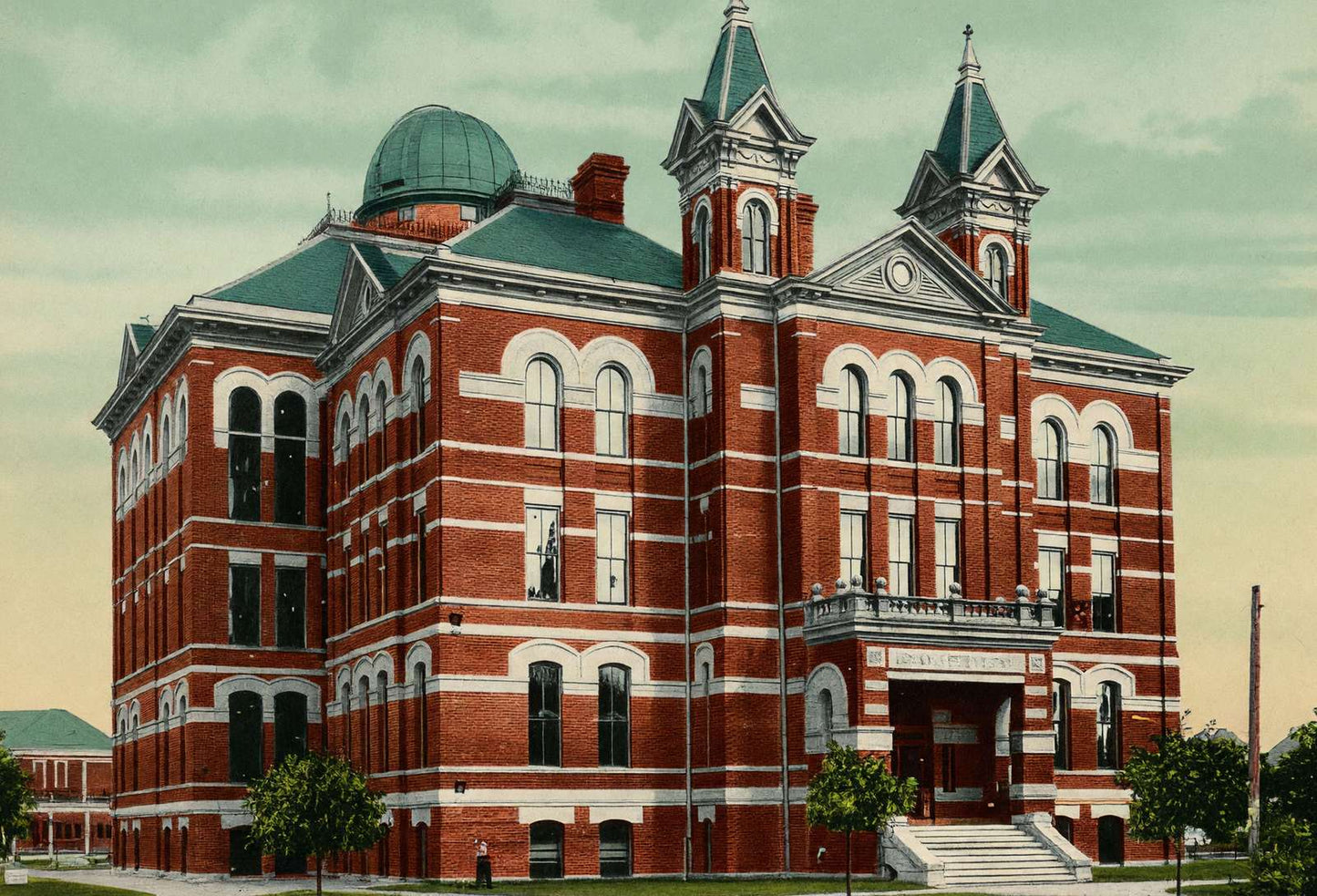 High School Houston in 1906 Vintage Print (7 Sizes) - Restored