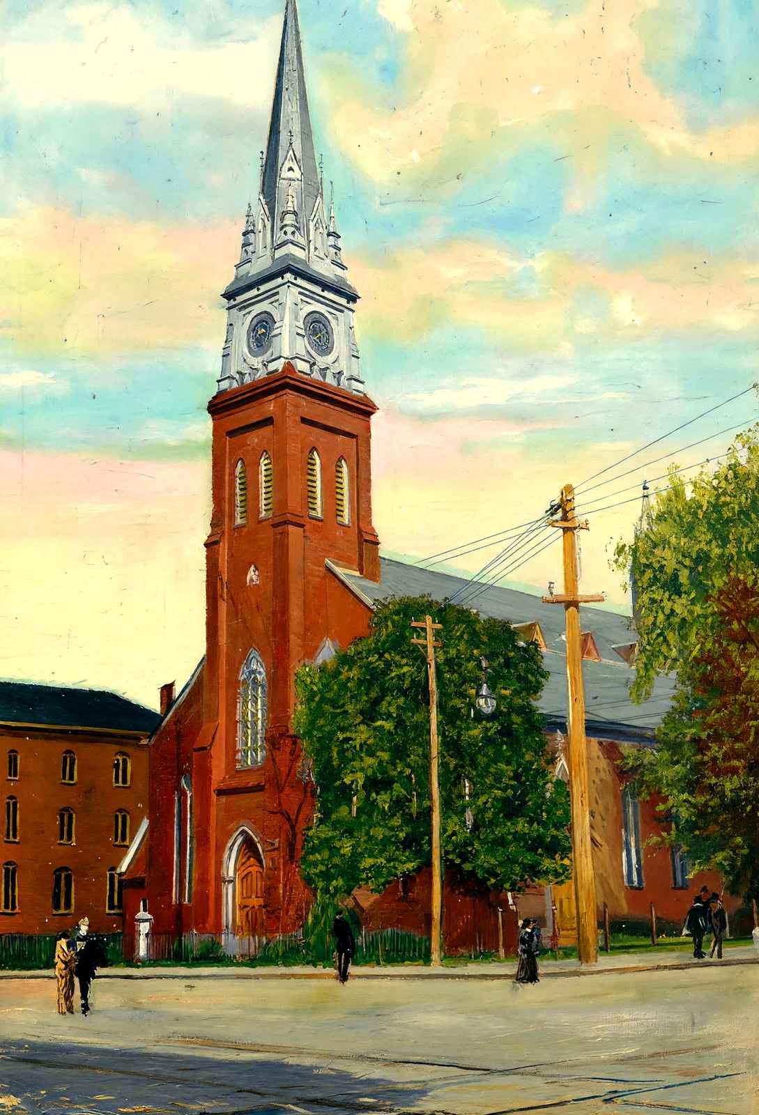 St Jerome's Catholic Church, Holyoke, Massachusetts in 1908 Art Print (7 Sizes)