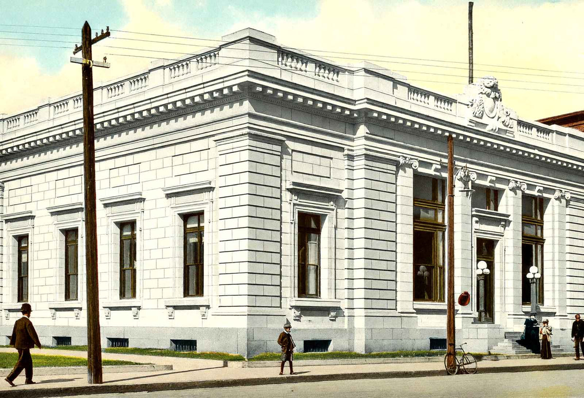 US Post Office, Holyoke, Massachusetts in 1908 Vintage Print (7 Sizes)