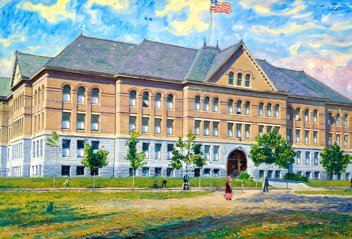 High School, Holyoke, Massachusetts in 1908 Art Print (7 Sizes) - High Quality