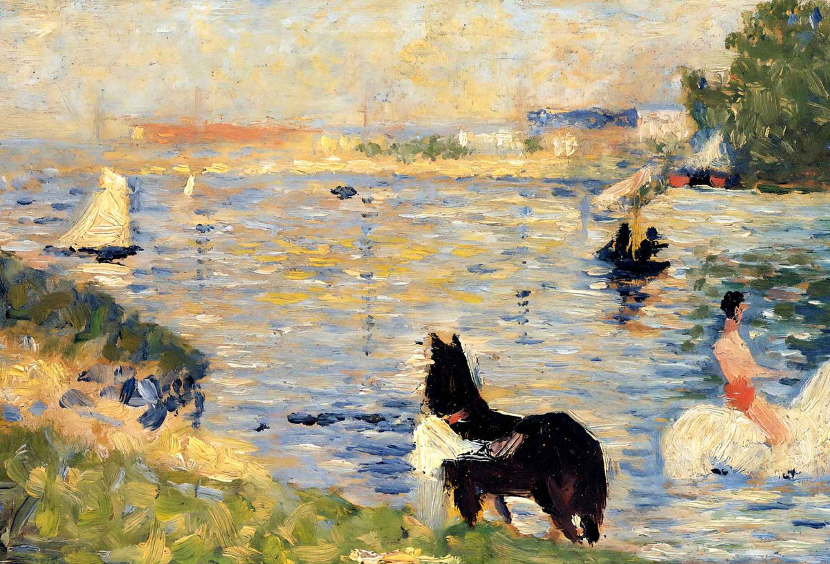 Horses in the Water 1883 Painting by Georges Seurat Art Print (6 Sizes)