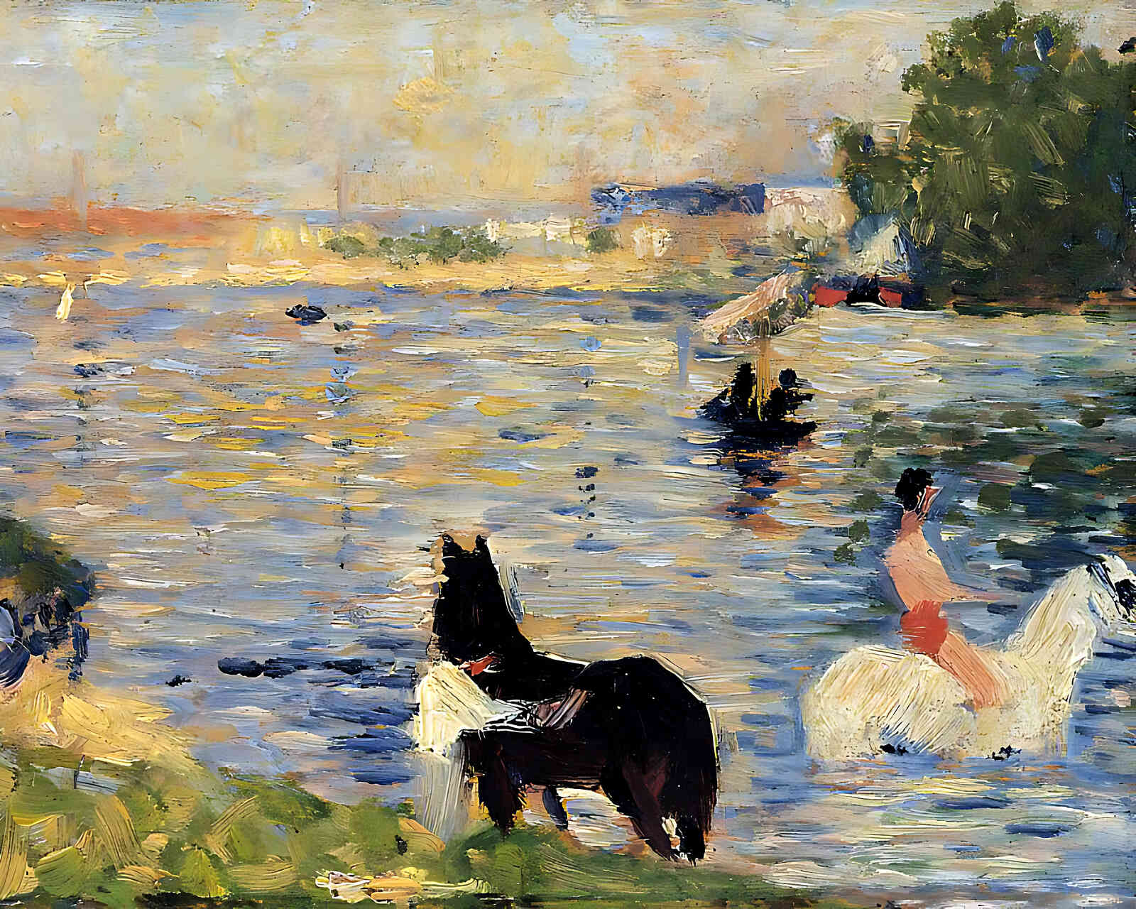 Horses in the Water Painting by Georges Seurat 8x10" Art Print (Archival Paper)