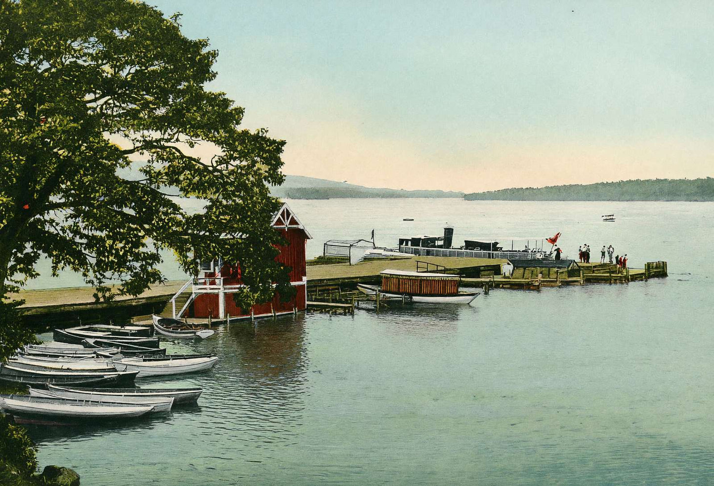 Hotel Weirs Wharf the Weirs NH in 1908 Vintage Print (7 Sizes) - High Quality