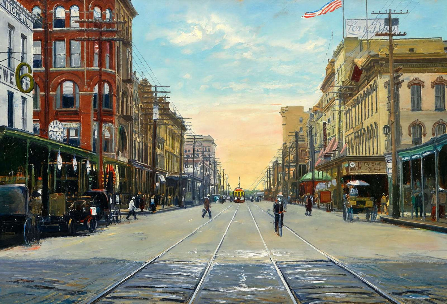 Main Street from Preston Avenue Houston in 1906 Art Print (7 Sizes)