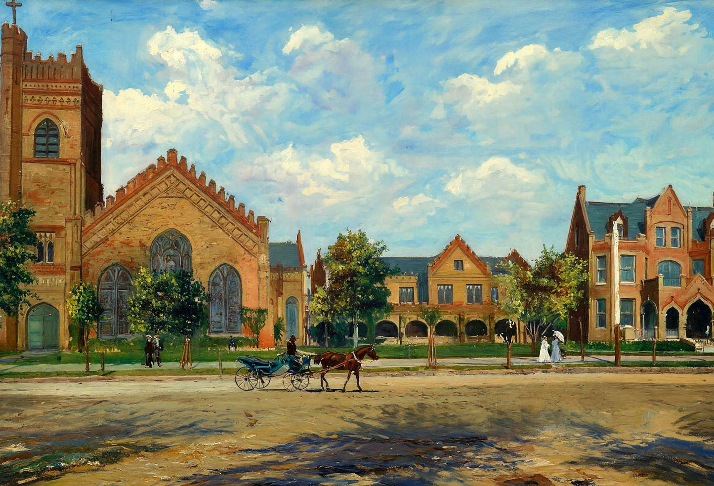 Christ Church and Rectory Houston in 1908 Art Print (7 Sizes) - Reproduction