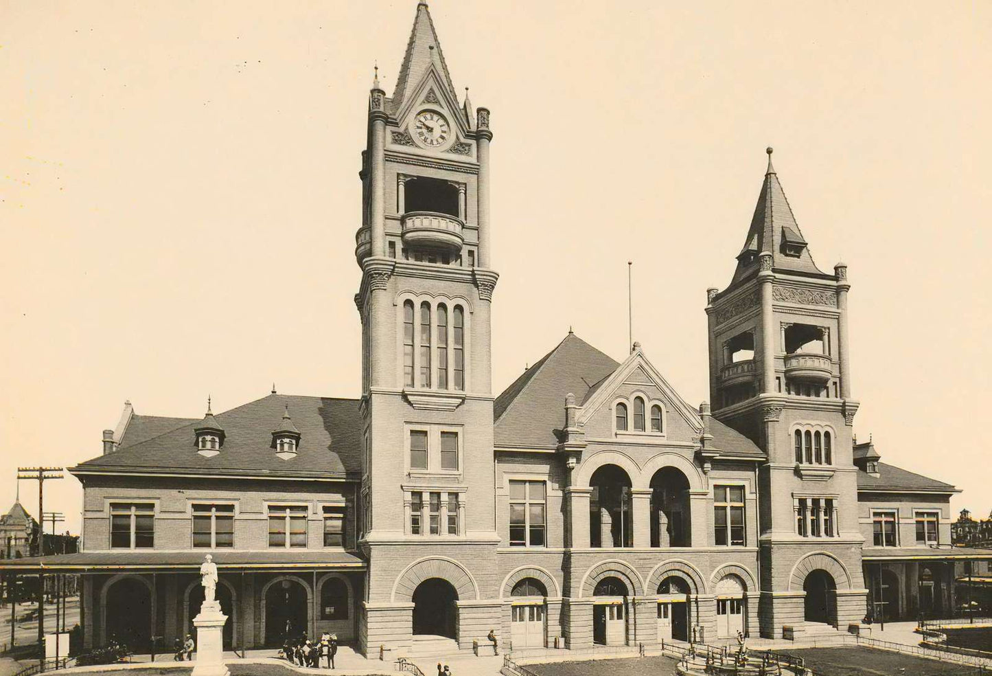 City Hall and Market House Houston in 1906 Vintage Print (7 Sizes) - Enhanced