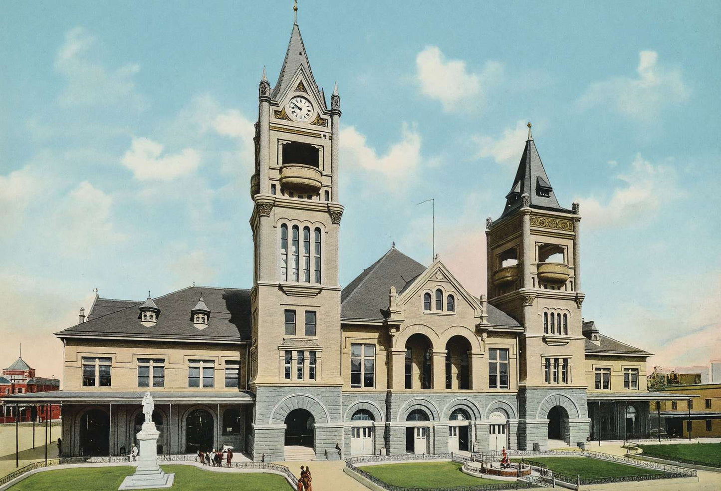 City Hall and Market House Houston in 1908 Vintage Print (7 Sizes) - Restored