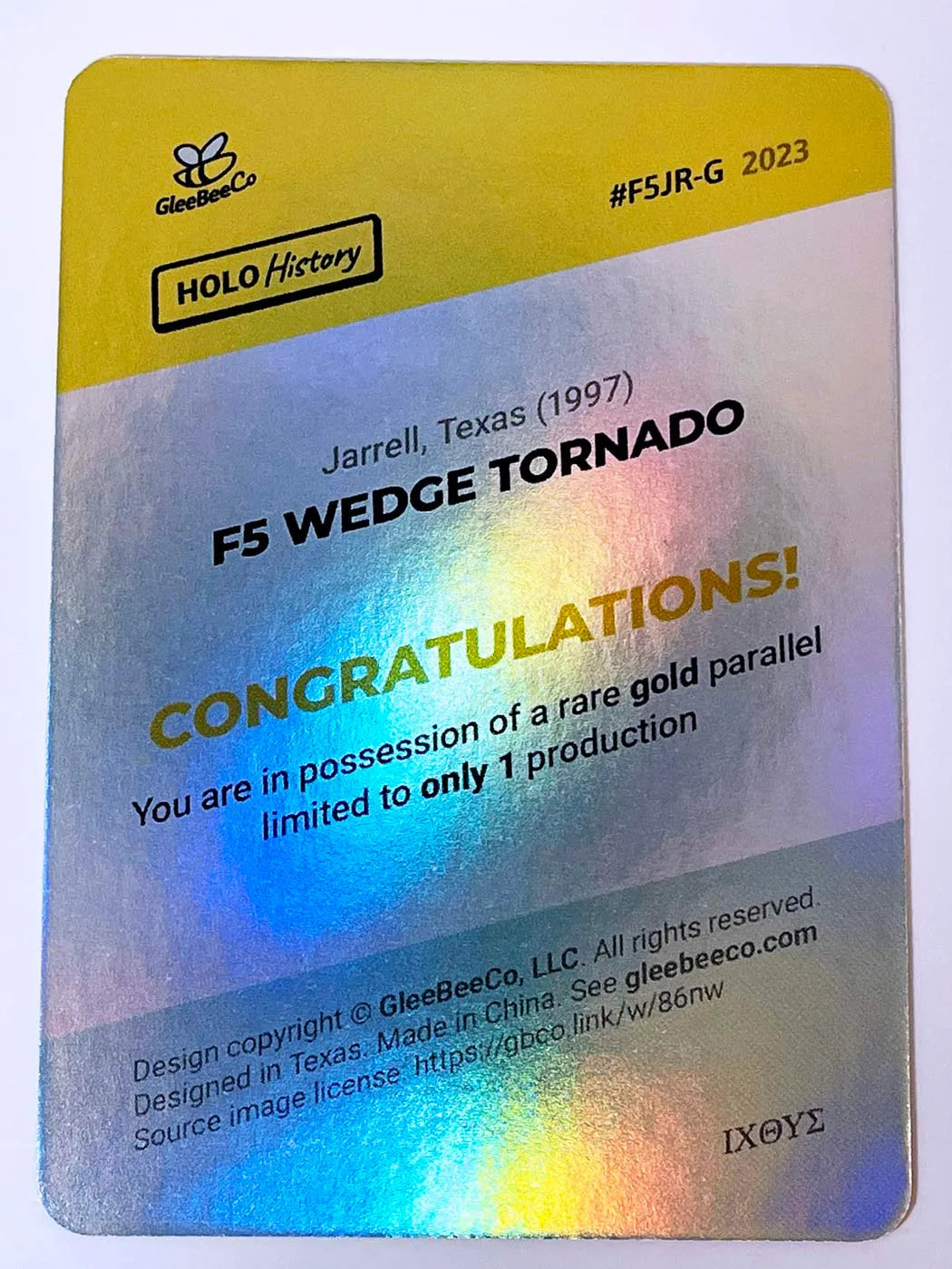 F5 Wedge Tornado (Jarrell Texas) Holographic Card - 2023 GleeBeeCo