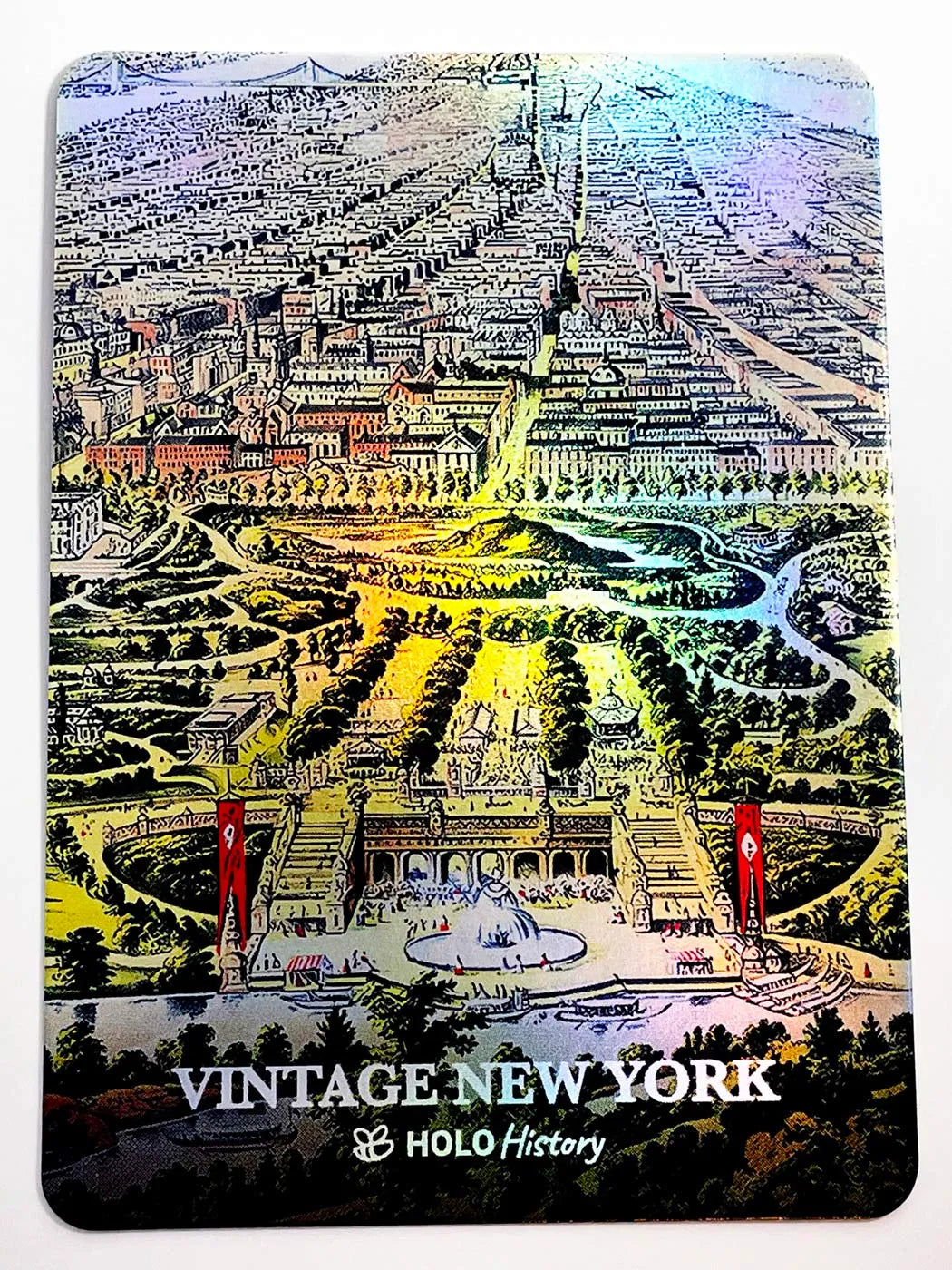 1873 Aerial Map of New York City Holographic Trading Card - GleeBeeCo 1873 Aerial Map of New York City Holographic Trading Card - GleeBeeCo