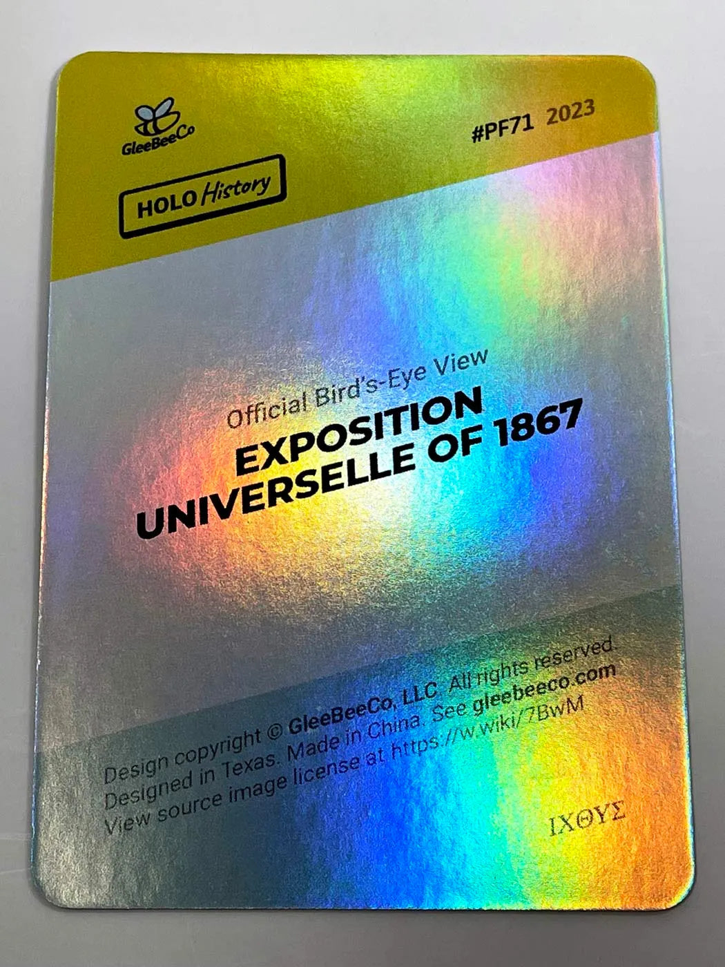 Exposition Universelle of 1867 Holographic Paris GleeBeeCo Card