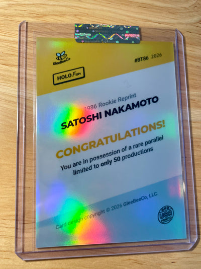 "1986" SATOSHI NAKAMOTO Bitcoin Basketball Card Rookie "Reprint" #BT86 /50