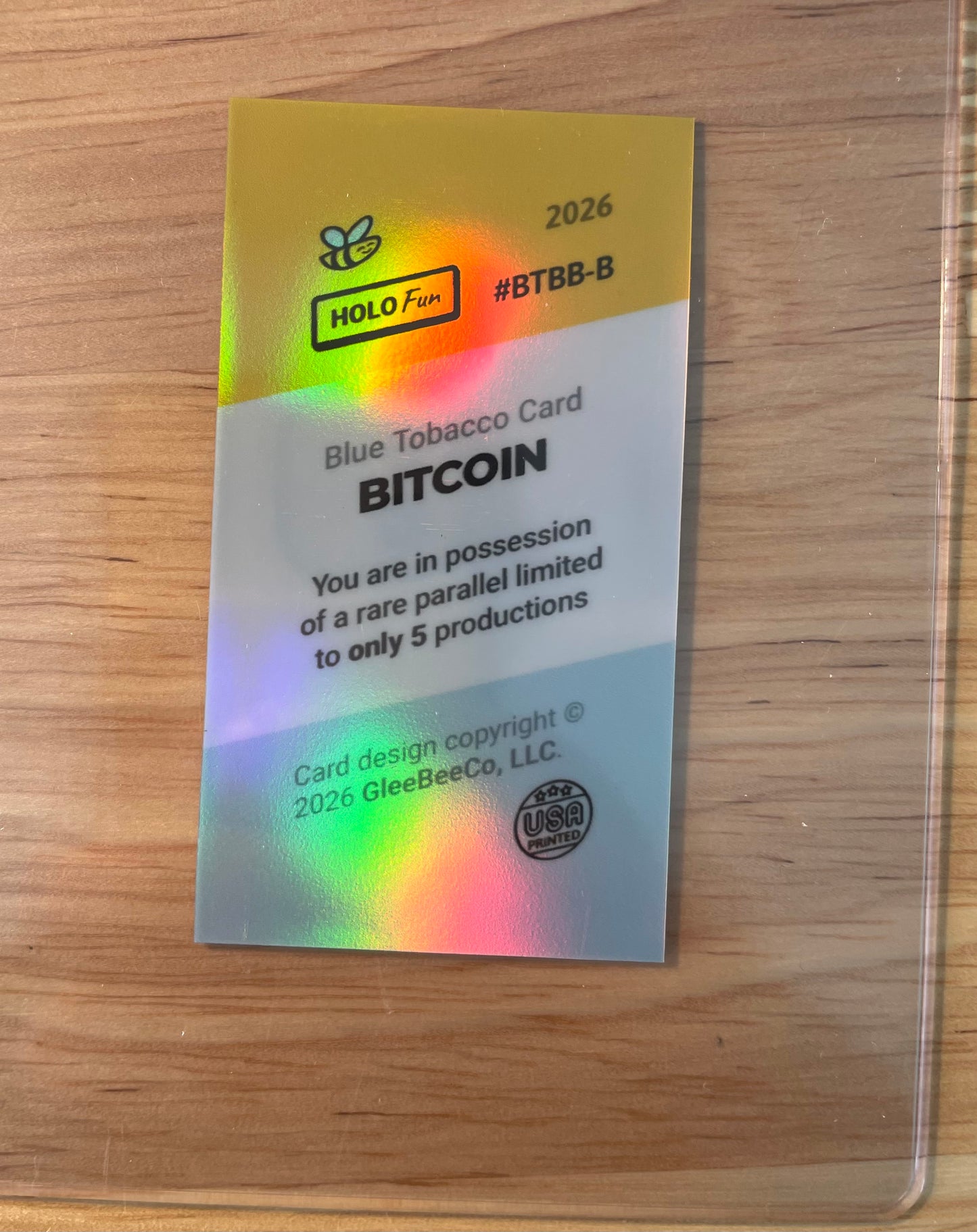 BITCOIN Tobacco Card 2026 GleeBeeCo Vintage BLUE Holo #BTBB /5