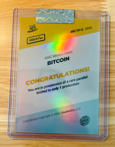1/1 BITCOIN Card ASIC Miners Cat Heist 2026 GleeBeeCo #BCTH-G GOLD Parallel
