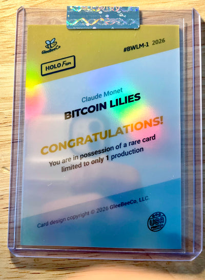 1/1 BITCOIN Card Water Lilies Painting by Monet 2026 GleeBeeCo Holo #BWLM-1