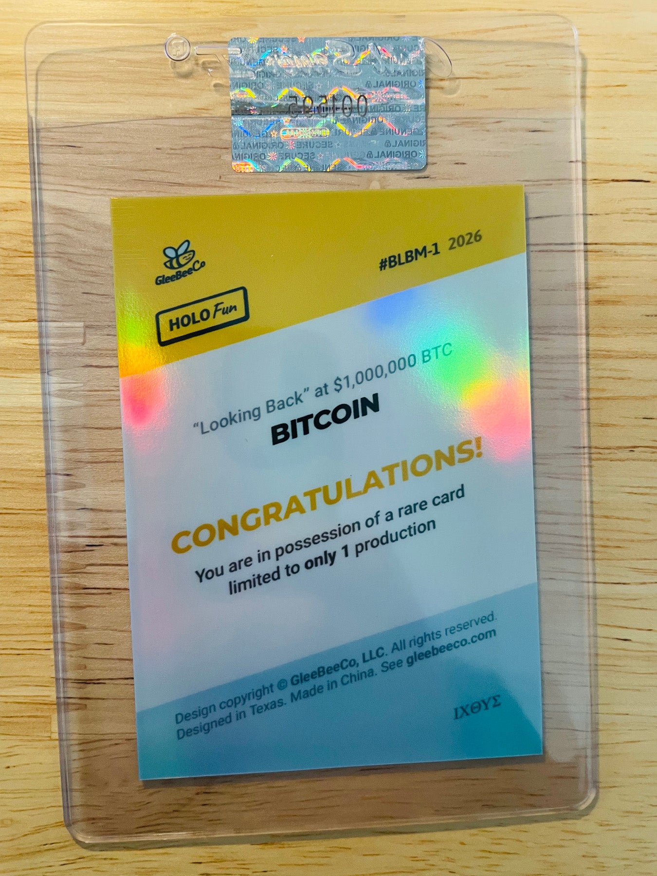 BITCOIN Card Looking Back Museum $1,000,000 Newspaper 2026 GleeBeeCo Holo 1/1