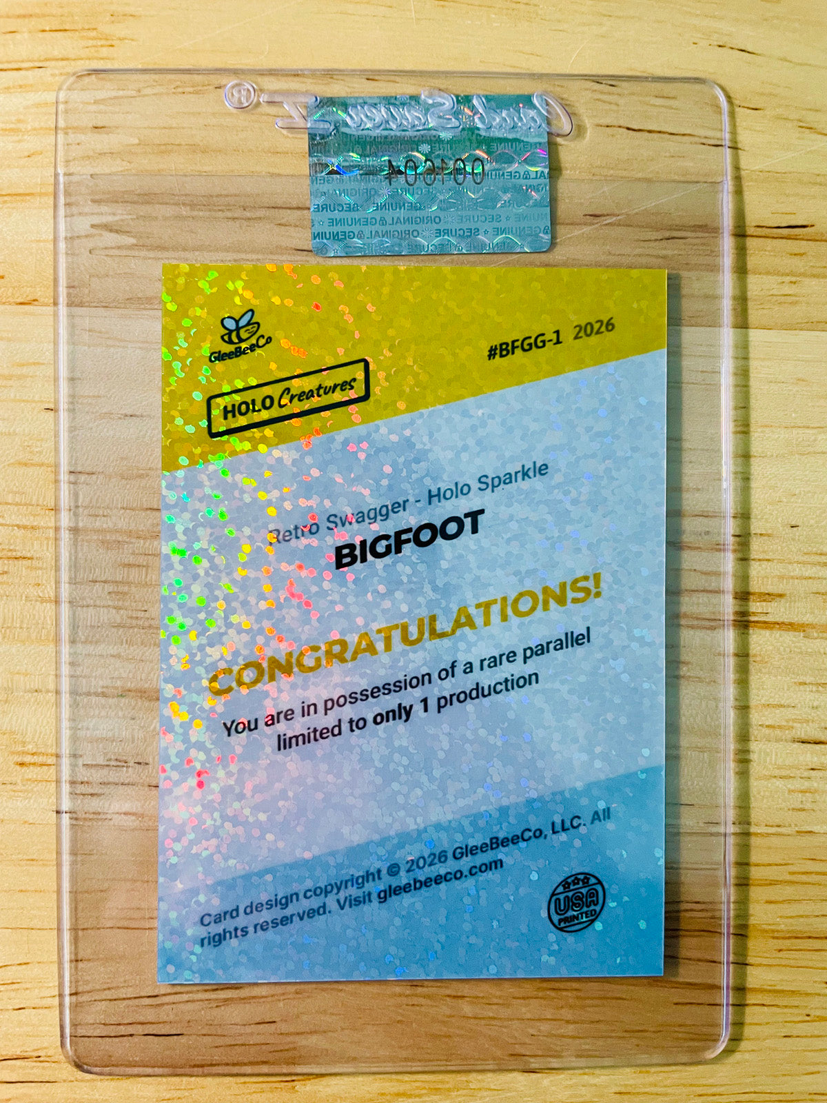 1/1 Bigfoot Card Retro Swagger 2026 GleeBeeCo Holo Sparkle