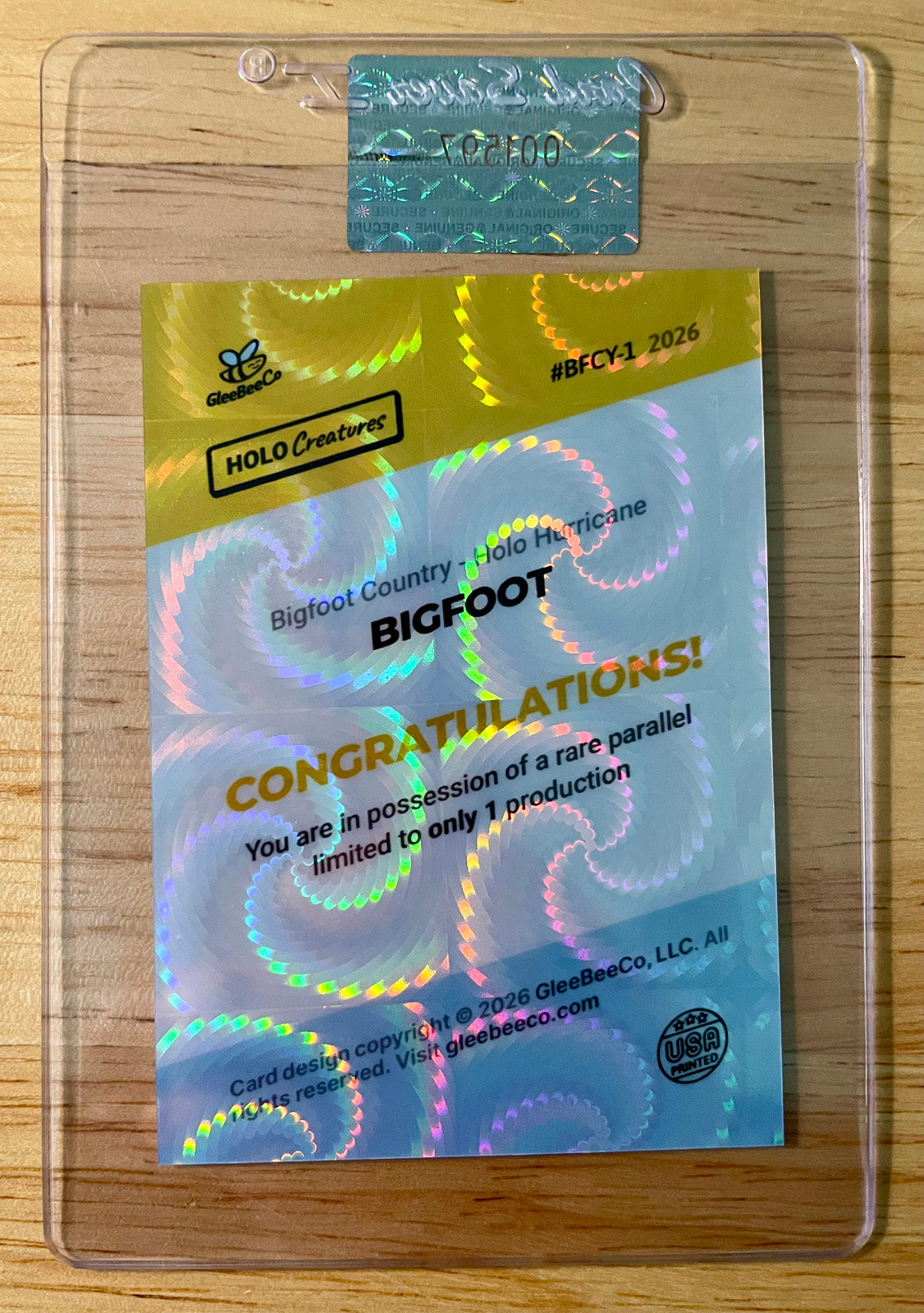 1/1 BIGFOOT Card Bigfoot Country Holo Hurricane 2026 GleeBeeCo Holo Creatures