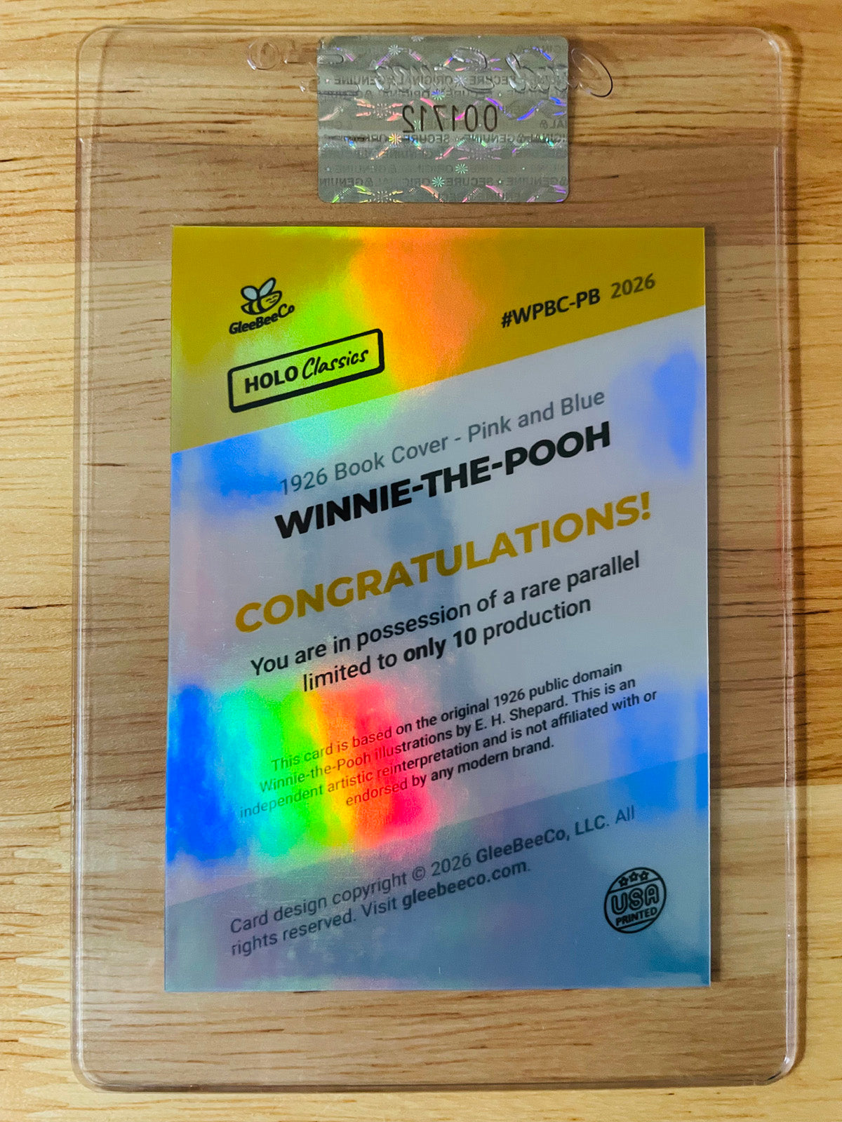 /10 Winnie-the-Pooh Card 1926 Book Cover Pink/Blue 2026 GleeBeeCo Holo Classics