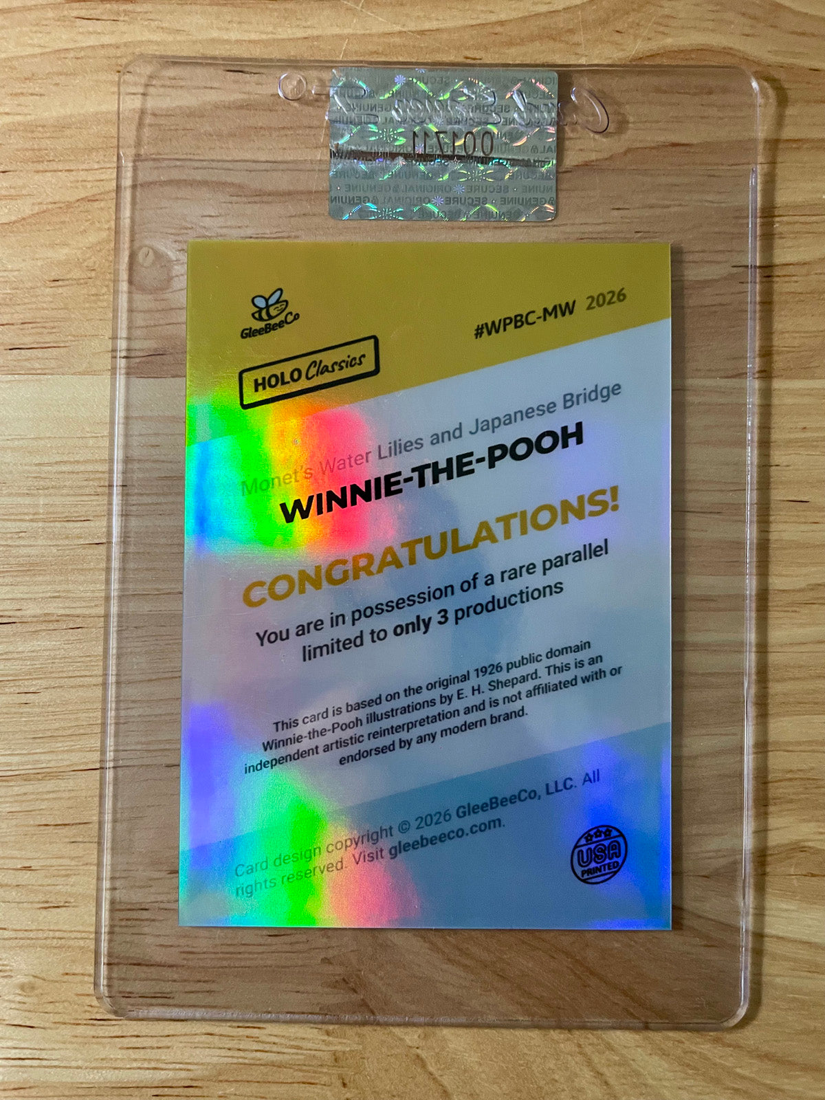 /3 WINNIE-THE-POOH Card MONET Water Lilies Bridge Holo Gold 2026 GleeBeeCo