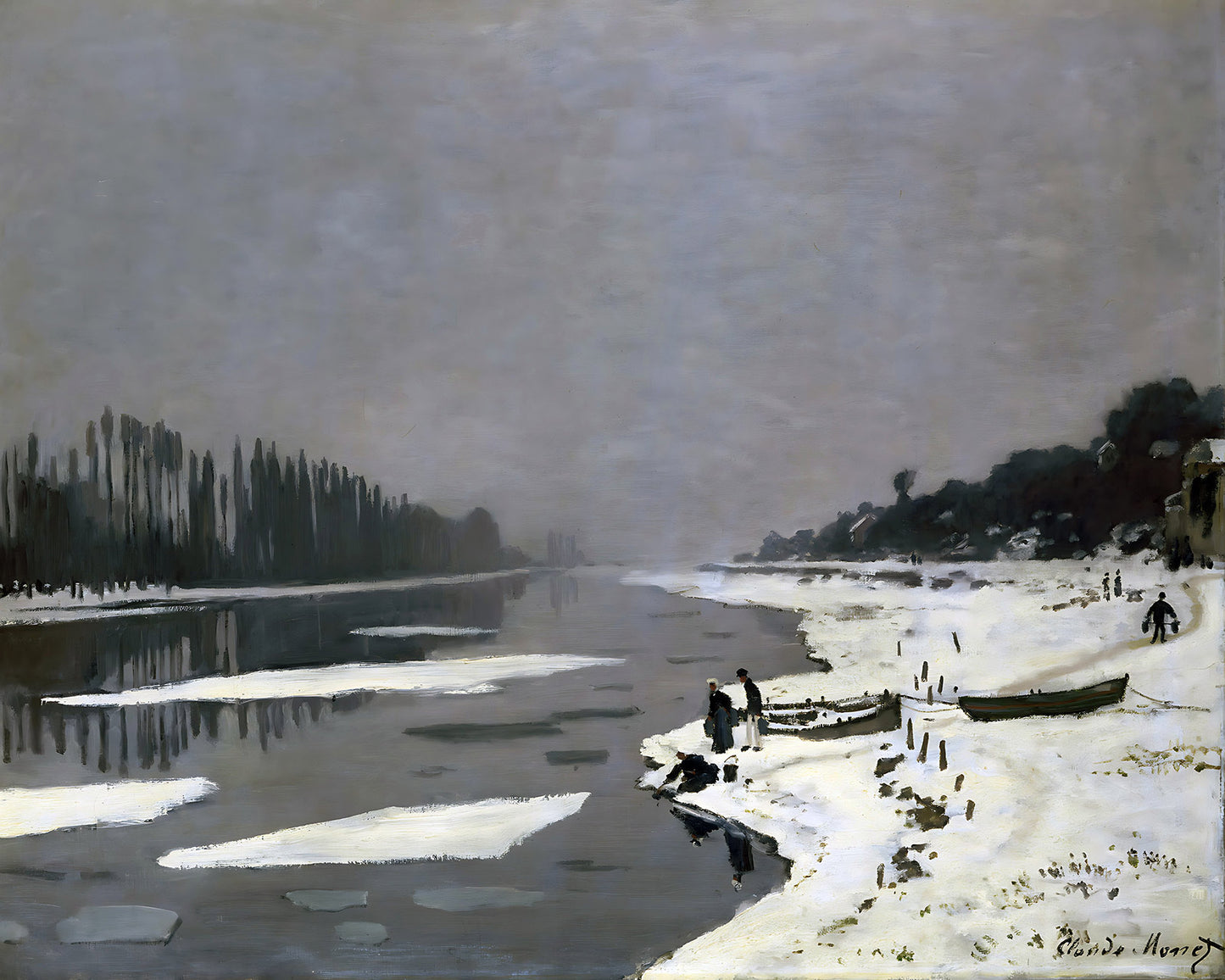 Ice Floes on the Seine at Bougival Painting by Claude Monet 8x10" Art Print