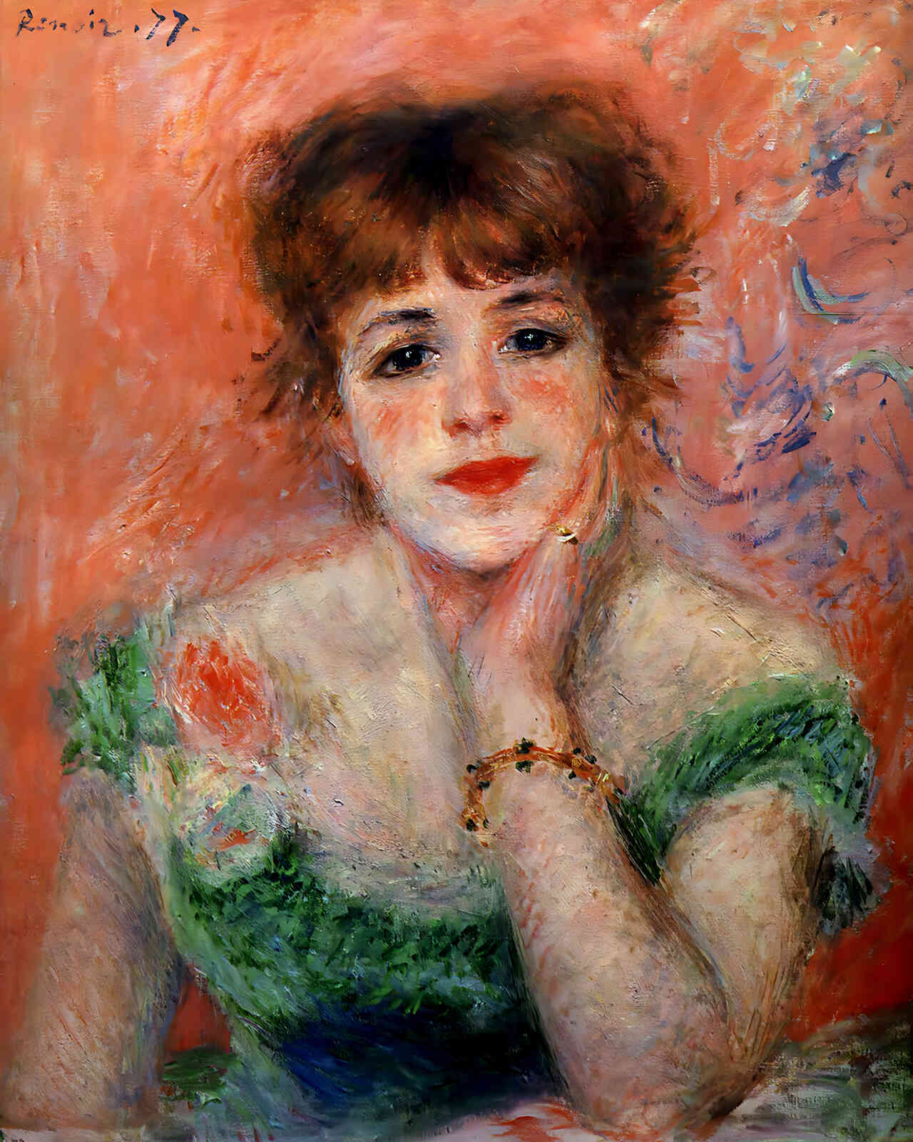 Jeanne Samary in a Low Necked Dress by Pierre-Auguste Renoir 8x10" Art Print