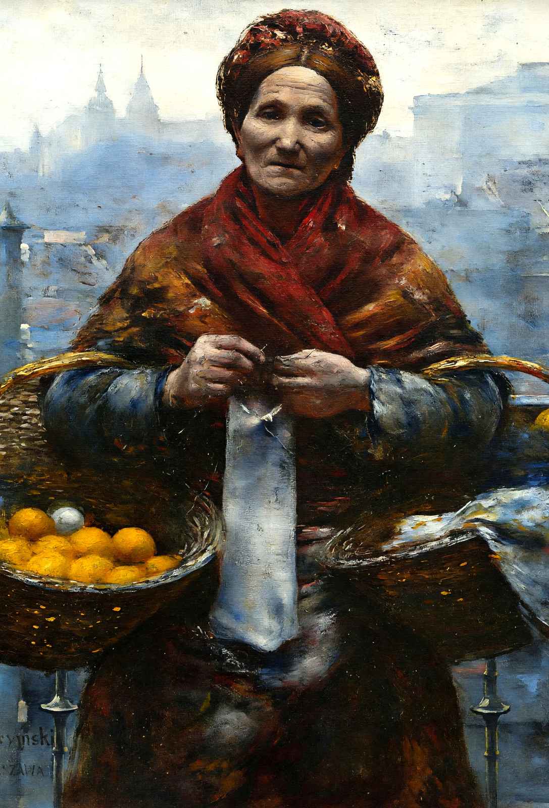 Jewish Woman Selling Fine Art Print Oranges by Aleksander Gierymski (6 Sizes)