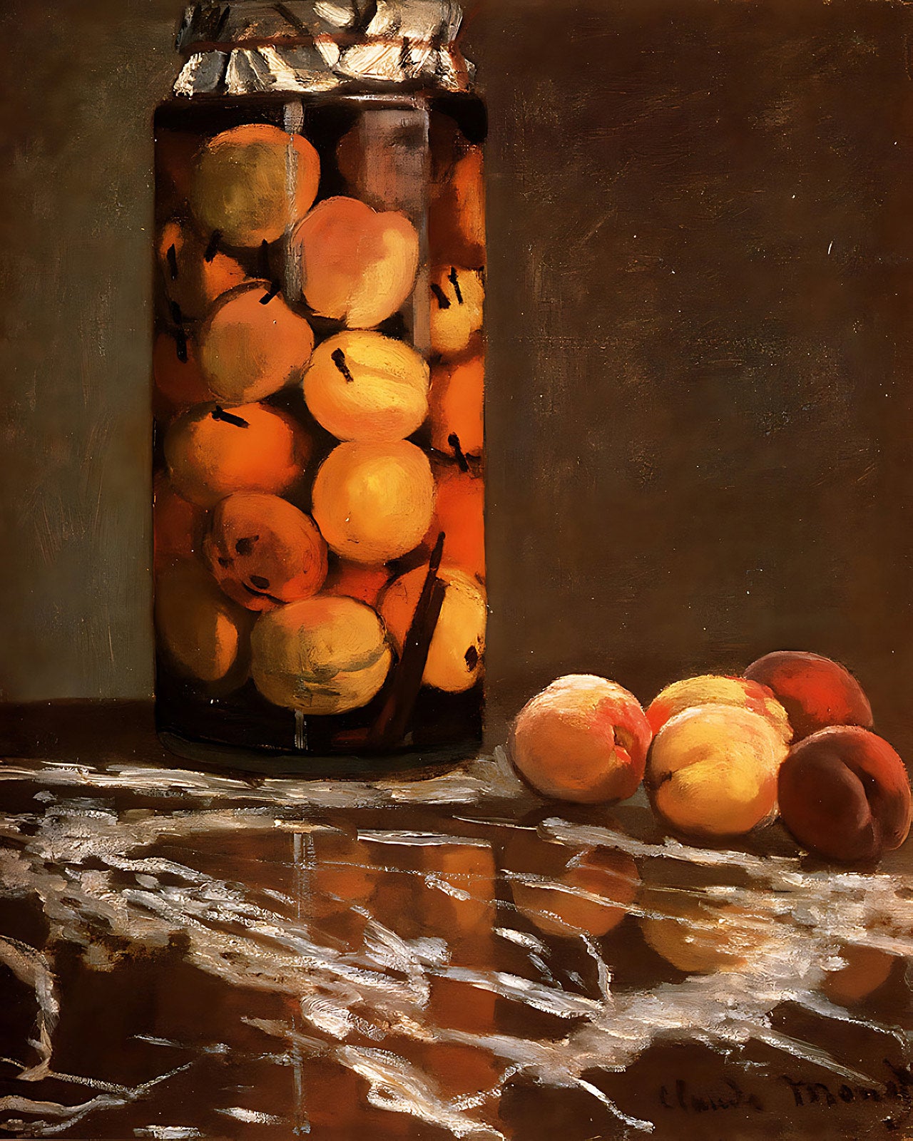 Jar Of Peaches Painting by Claude Monet 8x10" Art Print