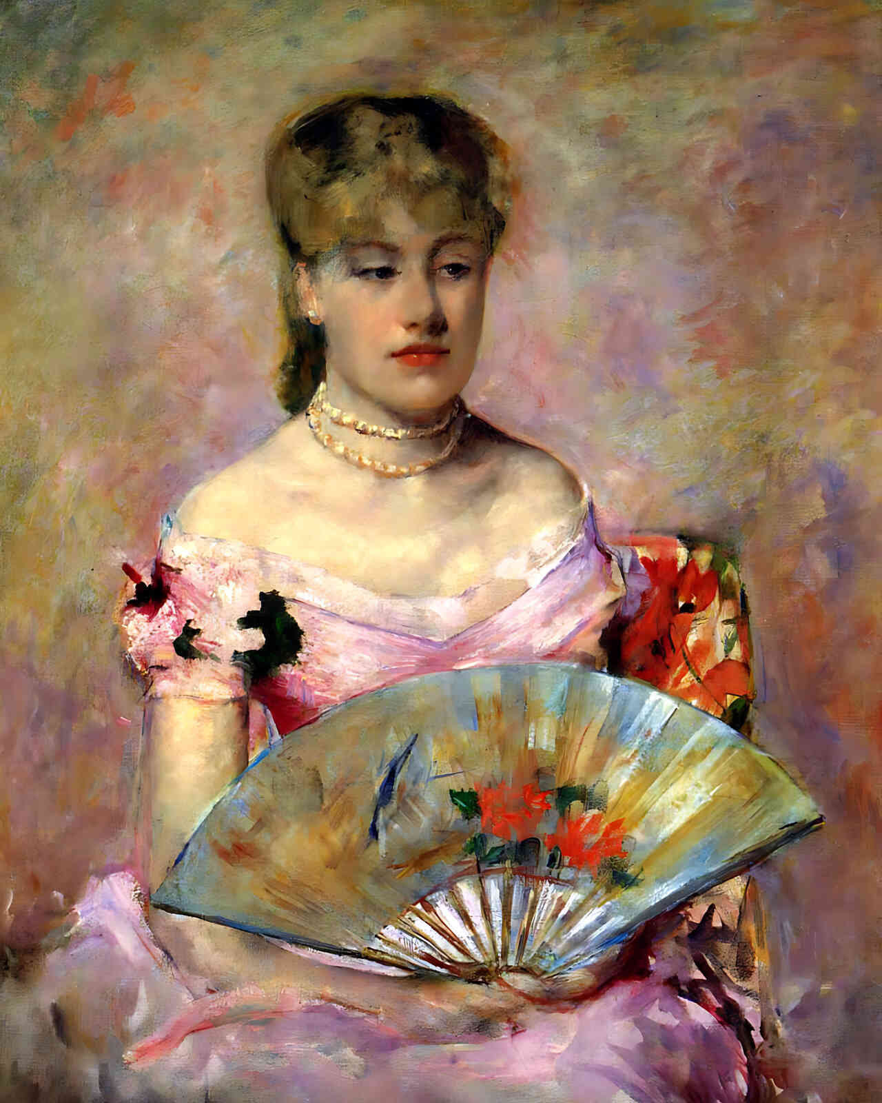 Lady with a Fan (Portrait of Anne Chlotte Gailld) by Mary Cassatt 8x10" Print