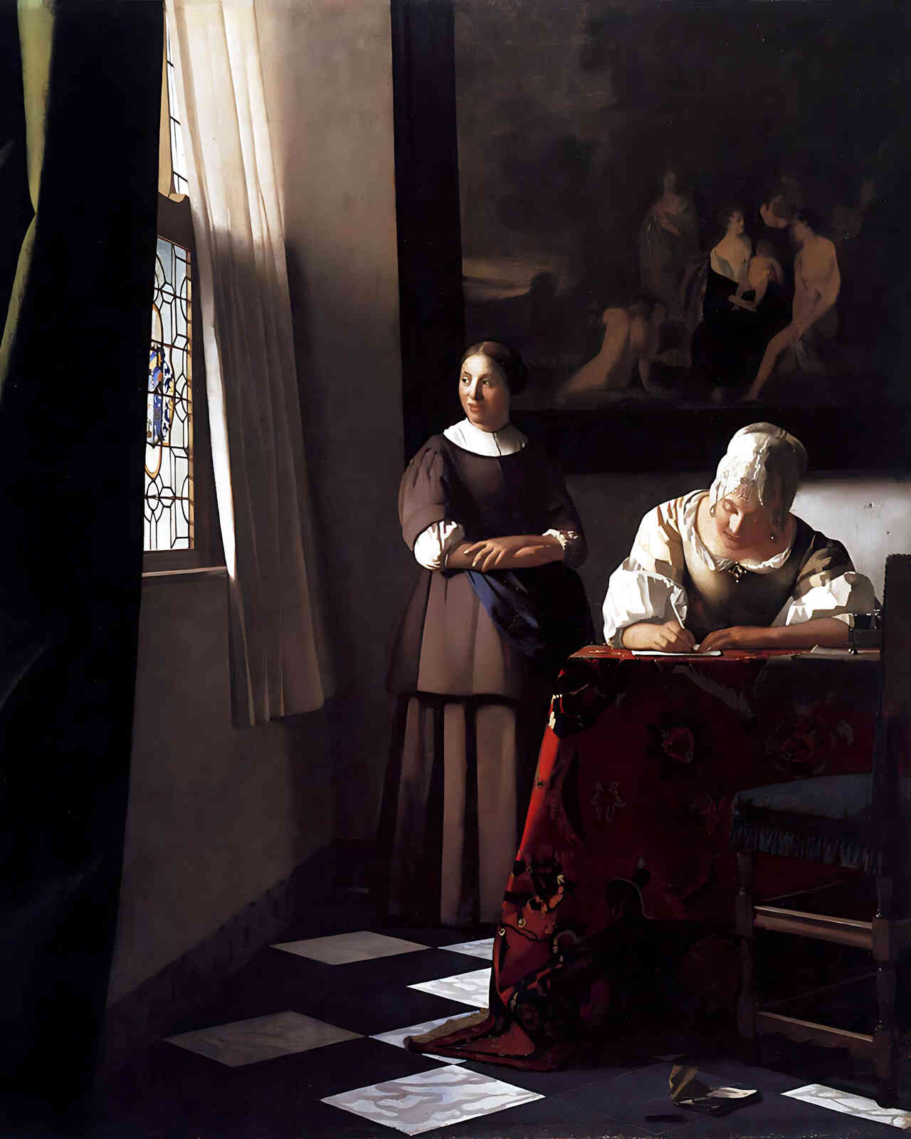 Lady Writing a Letter with Her Maid by Johannes Vermeer 8x10" Art Print