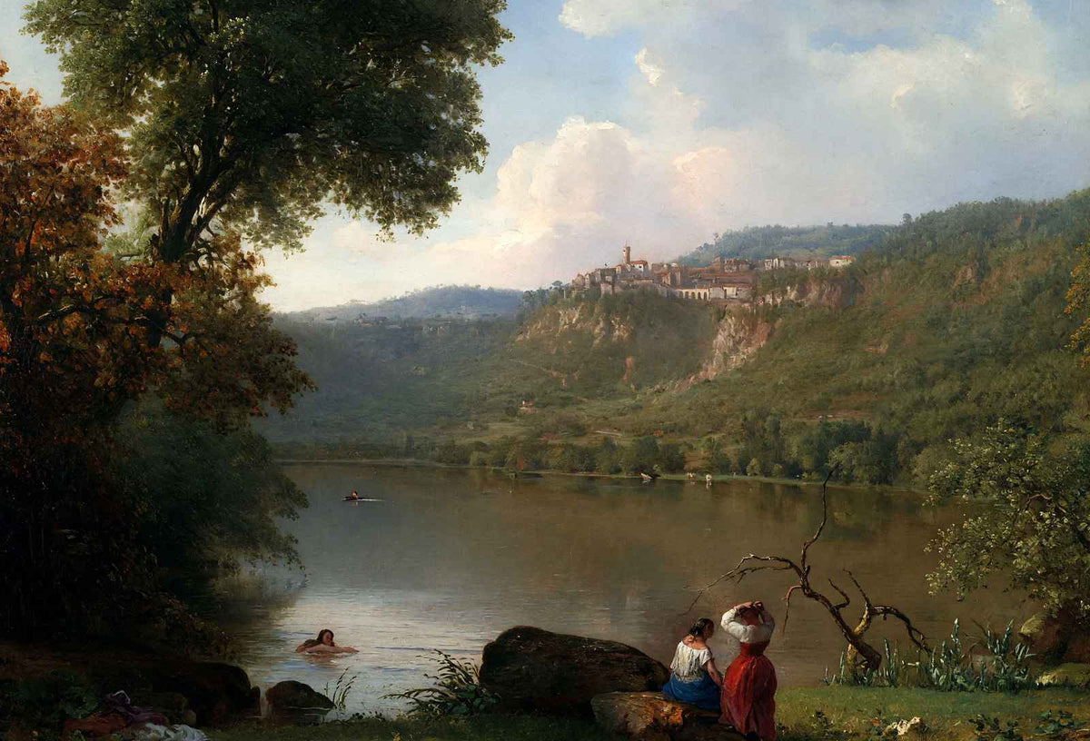 Lake Nemi Painting by George Inness Premium Art Print (6 Sizes) - Retouched