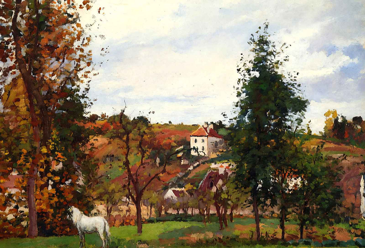 Landscape with a White Horse in a Field, L'Ermitage 1872 Art Print (6 Sizes)