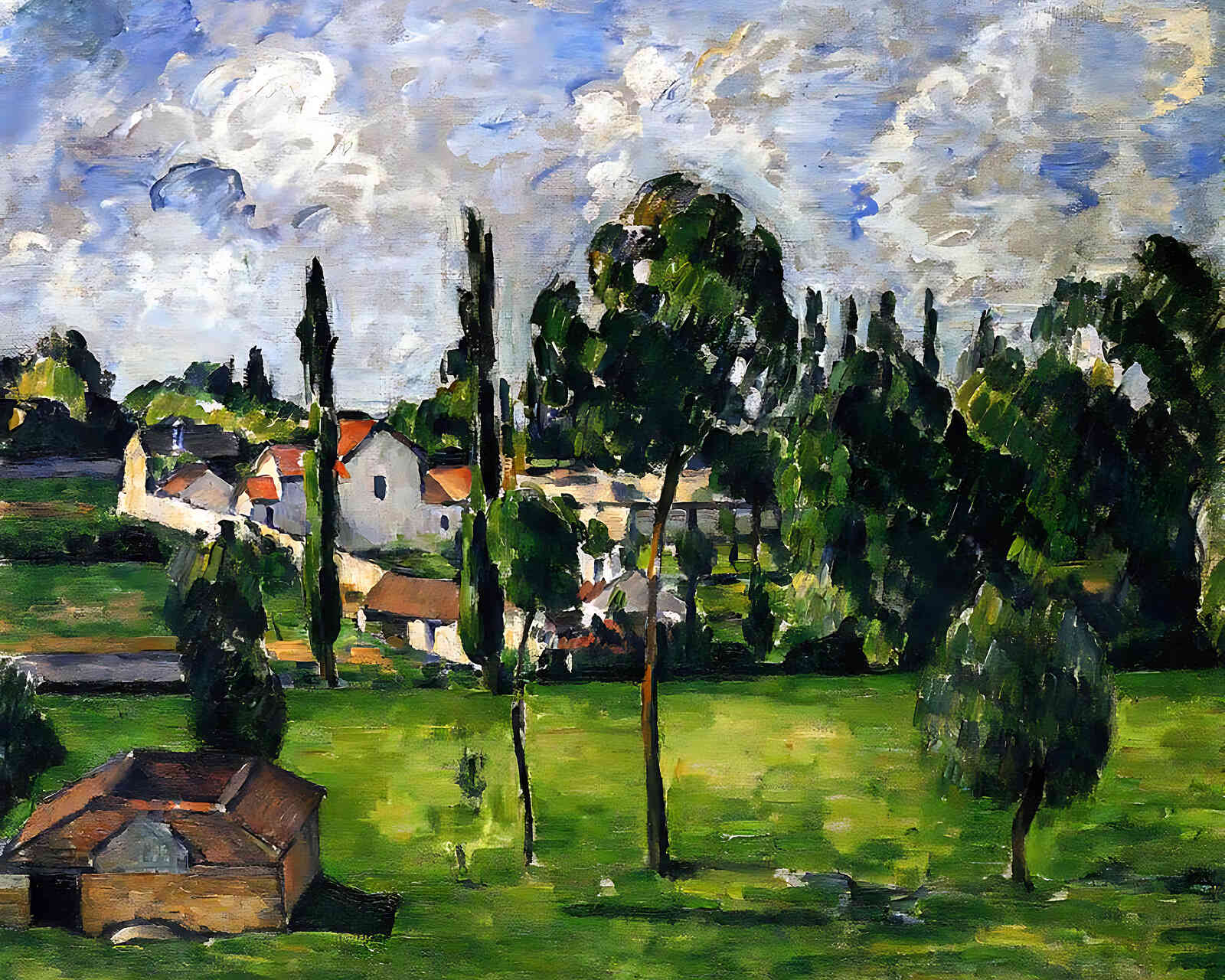 Landscape with Waterline Painting by Paul Cezanne 8x10" Art Print - Restored