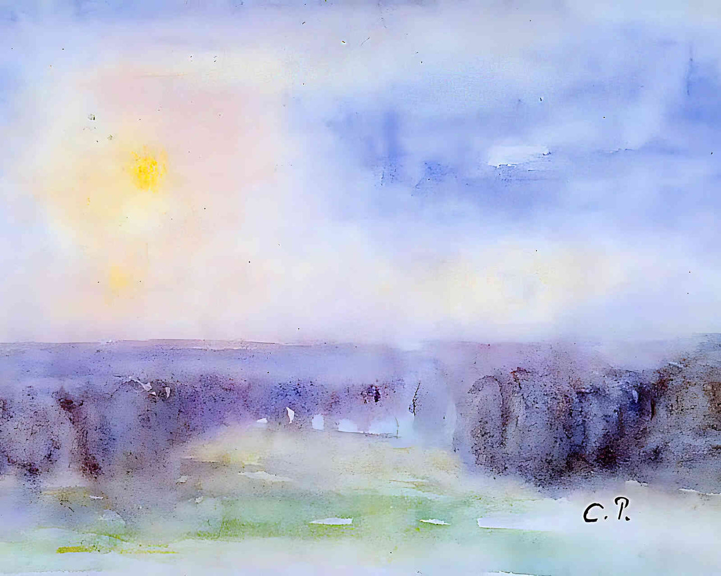 Landscape at Eragny Painting by Camille Pissarro 8x10" Art Print (High Quality)