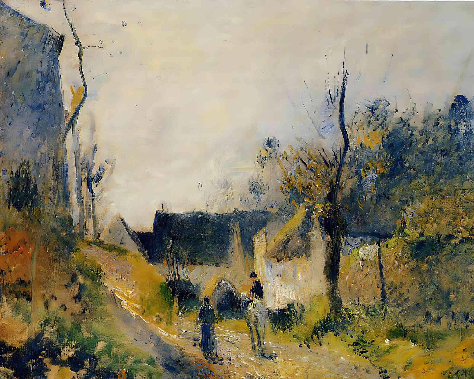 Landscape at Valhermeil Painting by Camille Pissarro 8x10" Art Print - Restored