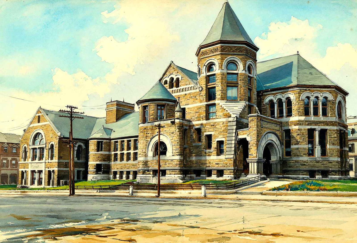 Public Library, Lawrence, Massachusetts in 1905 Art Print (7 Sizes) - Restored