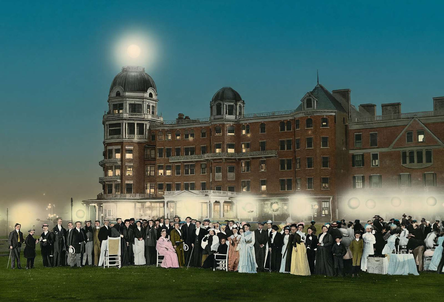 Lawn Fete and Illumination Poland Spring Maine in 1908 Vintage Print