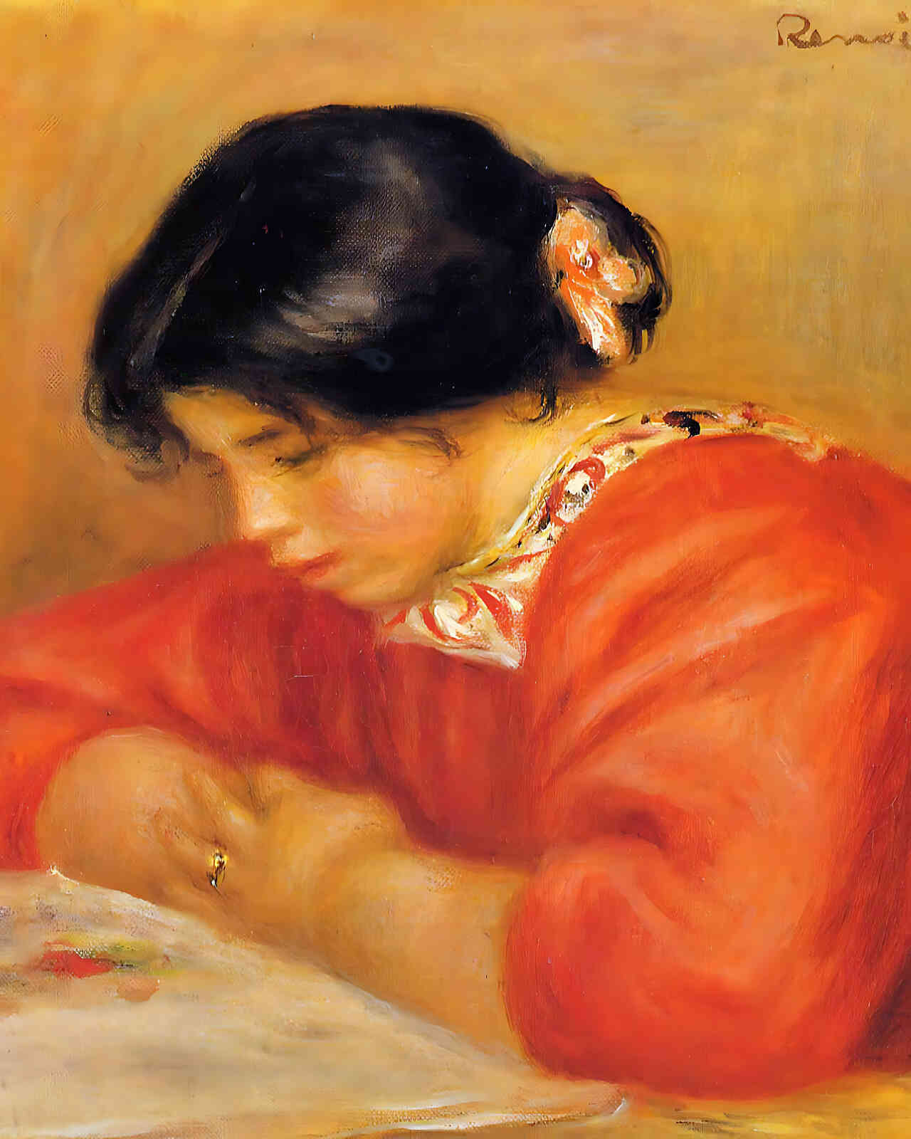 Leontine Reading Painting by Pierre-Auguste Renoir 8x10" Art Print - Acid Free