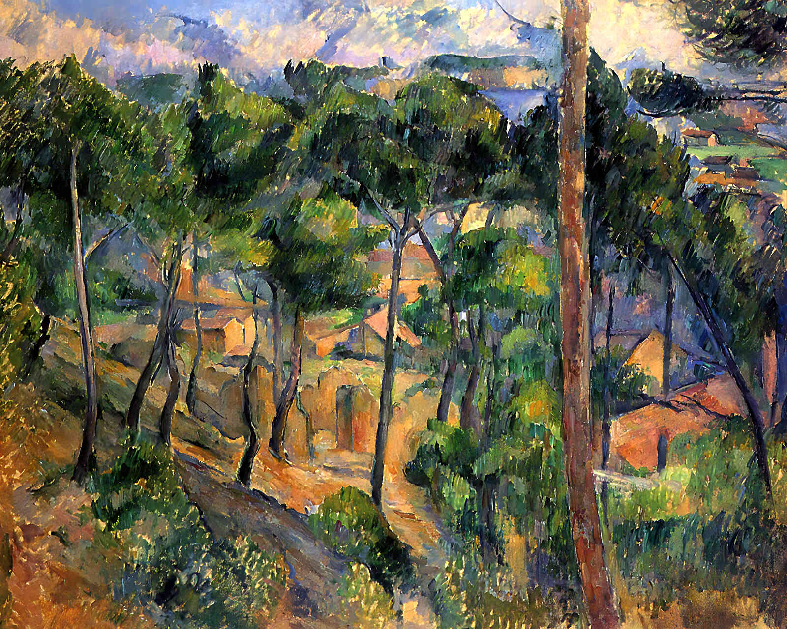 L'Estaque View Through the Pines Painting by Paul Cezanne 8x10" Art Print