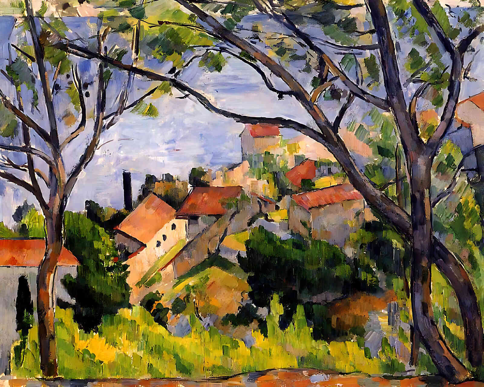 L'Estaque. View Through the Trees Painting by Paul Cezanne 8x10" Art Print