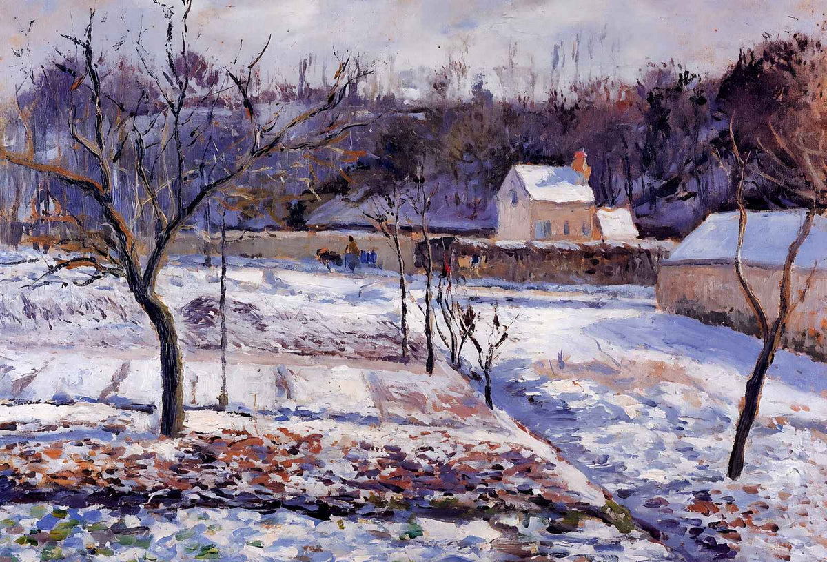 L'Hermitage, Pontoise Snow Effect 1874 by Camille Pissarro Art Print (6 Sizes)