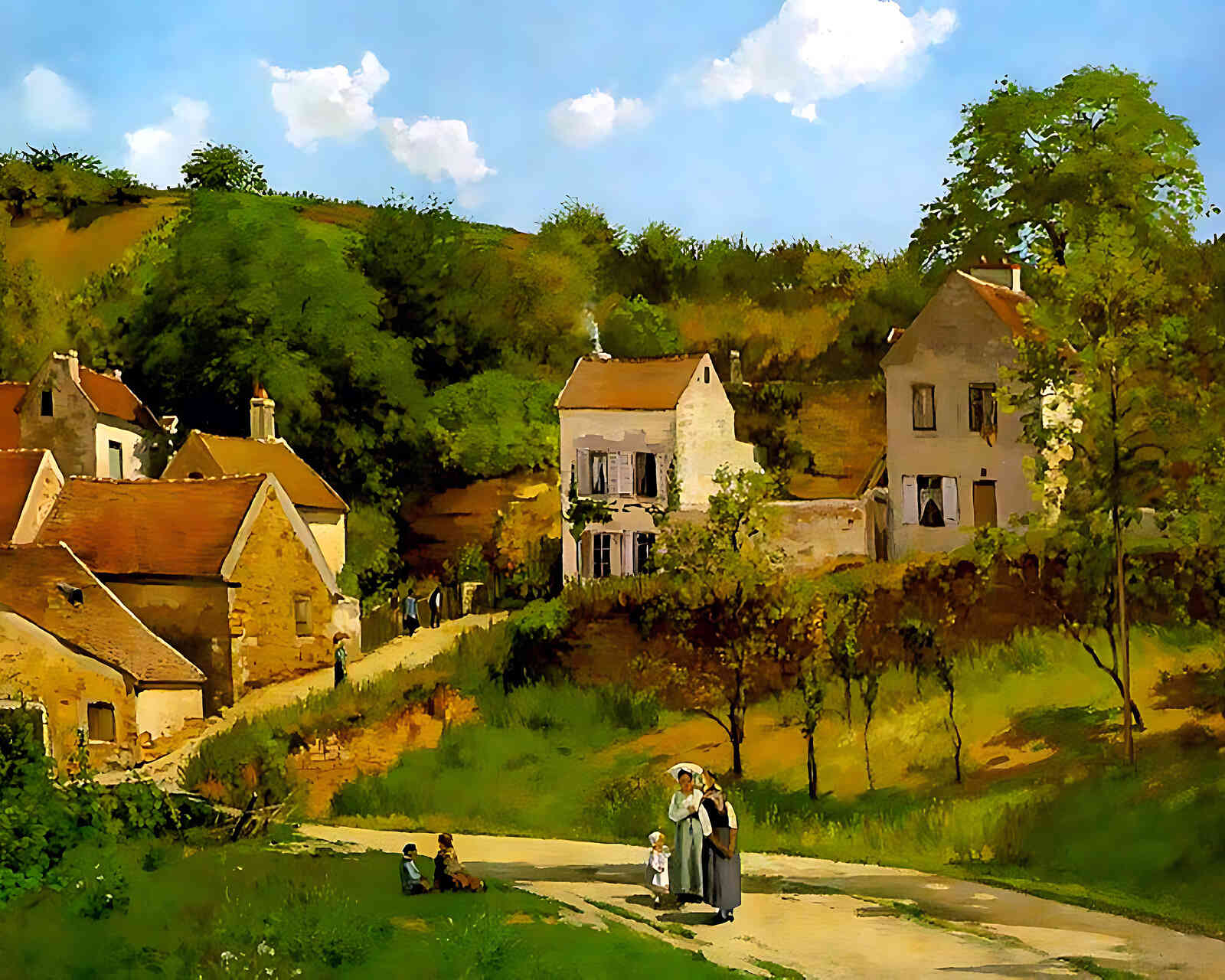 L'Hermitage at Pontoise Painting by Camille Pissarro 8x10" Art Print - Acid Free