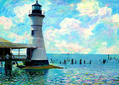 Lighthouse on Lake Pontchartrain New Orleans in 1905 Art Print (7 Sizes)