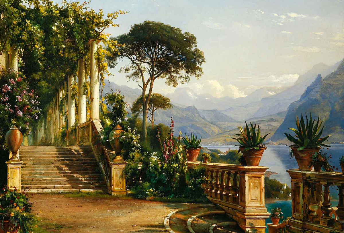 Lodge on Lake Como Painting by Carl Frederik Aagaard Fine Art Print (6 Sizes)