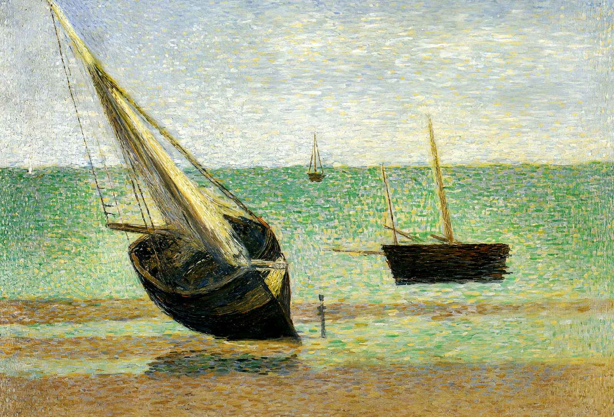 Low Tide at Grandcamp Fine Art Print 1885 Painting by Georges Seurat (6 Sizes)