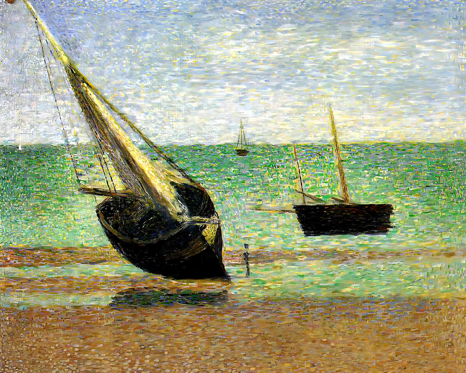 Low Tide at Grandcamp Painting by Georges Seurat 8x10" Art Print (High Quality)