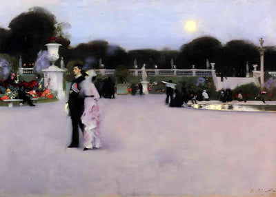 Luxembourg Gardens at Twilight 1879 Painting by John Singer Sargent 8x10" Art Print