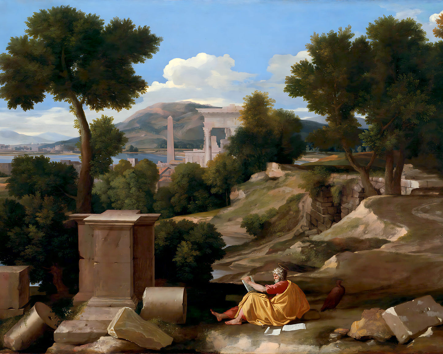 Landscape with Saint John on Patmos by Nicolas Poussin 8x10" Art Print