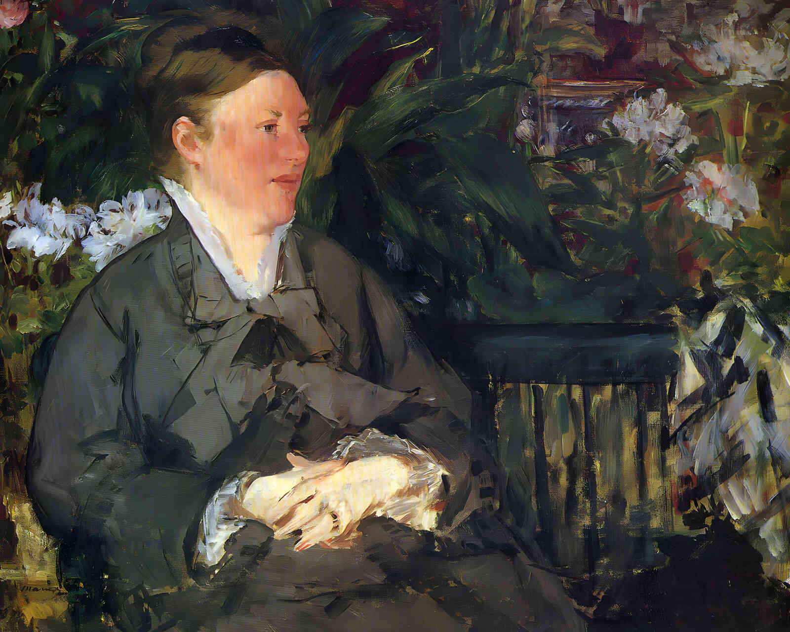 Madame Manet in Conservatory 1879 Painting by Edouard Manet 8x10" Art Print