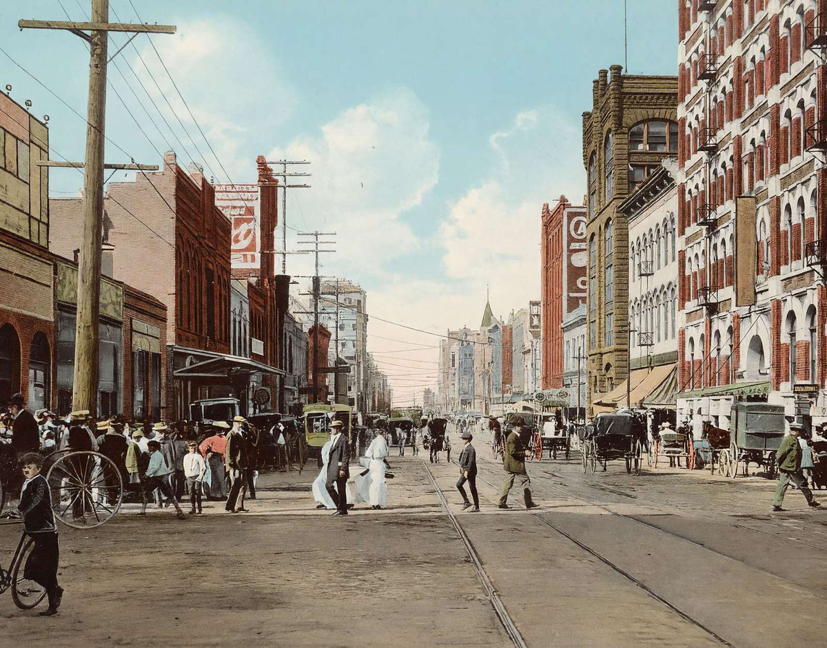 Main Street Looking West Dallas in 1908 Vintage Print (7 Sizes) - Restored