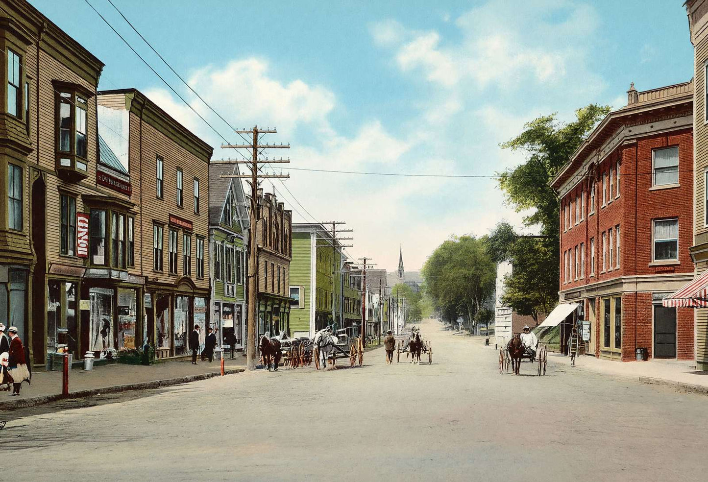 Main Street Looking West Littleton NH in 1907 Vintage Print (7 Sizes)